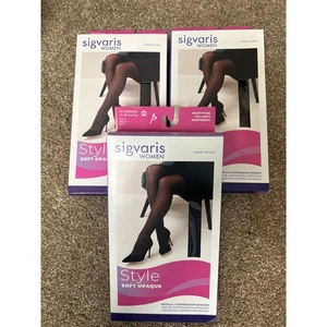 SIGVARIS Mujer Estilo Suave Opaco 840 Puntera Cerrada Pantimedias 15-20mmHg Negro NUEVO - Imagen 1 de 4
