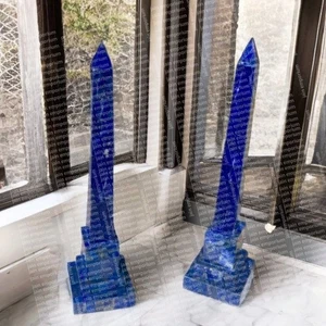 36" two pcs Marble Obelisk blue lapis inlay home room decor art & collectibles - Picture 1 of 3