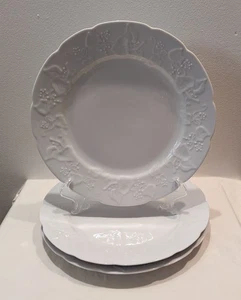 Set Of 3 Dansk Lierre Lauvage France White Ivy Embossed Dinner Plates 10.8 Inche - Picture 1 of 4