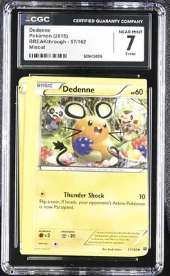 2015 Pokemon XY Breakthrough Base Dedenne CGC 7 Error Miscut - Image 1 of 2