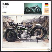 1930 D-Rad 500cc R/11 Deutsche Industriewerke German Motorcycle Photo Spec Card
