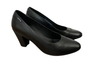 Camper size 40 9 Womens Ladies black heels block leather pump EUC - Picture 1 of 8