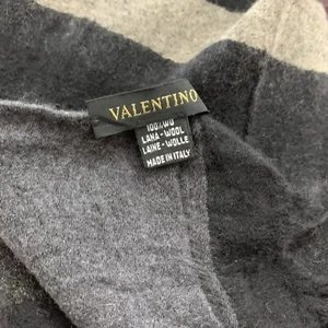 VALENTINO STRIPES BLACK RECTANGLE WOOL scarf 60/12 in MADE IN ITALY #A93 - Picture 1 of 4