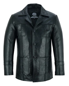 Sam Tyler's schwarzer Leder Blazer Jacke - Life on Mars inspiriert Vintage Mode - Bild 1 von 5