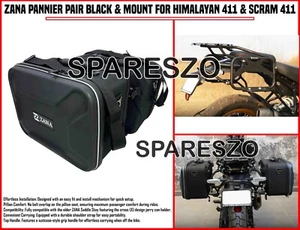ZANA PANNIER PAIR BLACK & MOUNT FIT FOR ROYAL ENFIELD HIMALAYAN 411 & SCRAM 411 - Picture 1 of 20