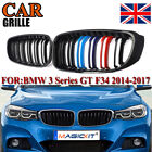 2x Grille Grill For BMW 3 Series GT F34 2014-2017 Two Slats Gloss Black M Color