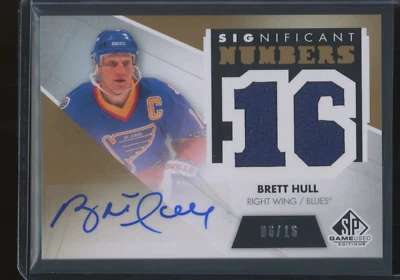 2012-13 SP Game Used Hockey Brett Hull #SN-BH Significant Numbers Patch Auto /16 - Image 1 of 2