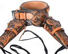 Double Holster Gun Belt Drop Tooled Leather Western Rig 45 Caliber Sizes 34"-52"