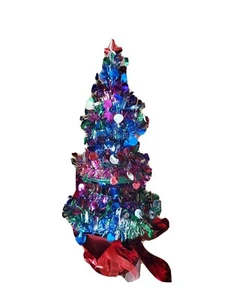 10" Colorful Artificial Tinsel Mini Christmas tree, Table Top Decoration - Picture 1 of 4