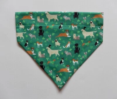 ST. PATRICK'S DAY TINY IRISH  DOGS  ON GREEN DOG SCARF/BANDANA--S, M, L - Image 1 of 3