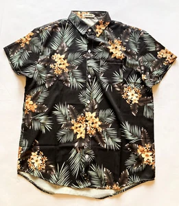 Men's Hawaiian Shirt - Black Floral Pattern - UK Size XL - Picture 1 of 3