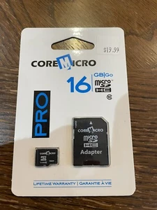 Core Micro 16 Go Micro SD HC Pro avec adaptateur neuf - Photo 1 sur 2
