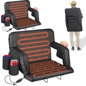 2PCS Heated Bleacher Chair Easy Carry Stadium Seats Padded Cushion Backs Pocket - Picture 1 of 16
