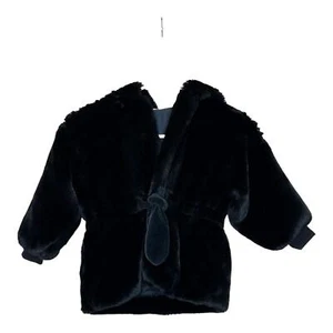 Sonia Rykiel black faux fur hoodie jacket size 110 - US 4T - Picture 1 of 11