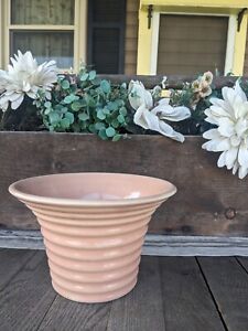 Vintage USA Pottery Pink Ribbed Planter