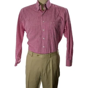 Paul Stuart Pink Gingham Cotton Button Down Shirt Sz L EUC - Picture 1 of 5