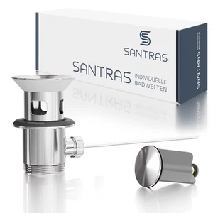 SANTRAS® Exzenter Ablaufgarnitur mit Überlauf inkl. Ablauf Stöpsel in 1 ¼ Chrom - Bild 1 von 7