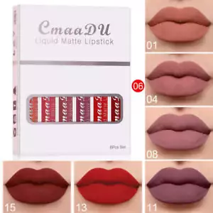 6 Boxes Of Matte Non-stick Cup Waterproof Lipstick Long Lasting Lip Gloss - Picture 1 of 8