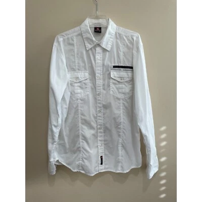 SouthPole Button Down Shirt Mens XL White Roll Tab Sleeve - Image 1 of 4