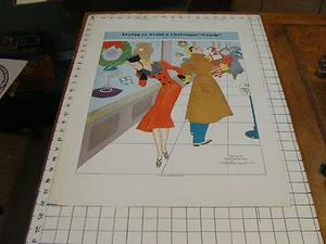 Original KING FEATURES Syn Printing Sample: 1937 HOLCOMB ART christmas crush - Picture 1 of 4