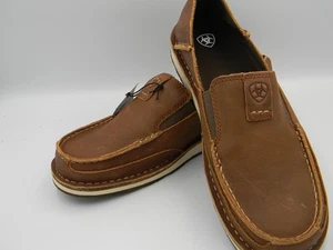 Ariat Men’s Slip-On Leather Loafers Brown Casual Driving Moc Toe Shoes Size 9.5 - Picture 1 of 6