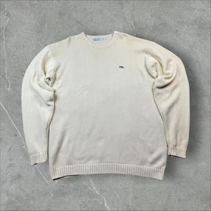 Yves Saint Laurent YSL Jeans Embroidered Spellout Knitted Yellow Pullover M - Bild 1 von 6