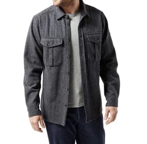 Craghoppers Gris Oscuro Marl Dofri Lana Abotonada Chaqueta Camisa Para Hombres Chaqueta Grande - Imagen 1 de 11