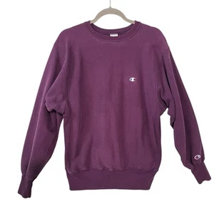 Champion Reverse Weave crewneck sweatshirt Vintage 90s Blank Purple Large USA - Picture 1 of 7