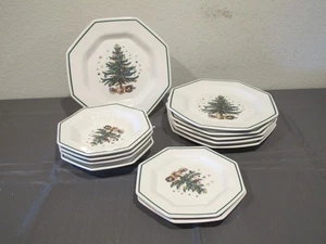 (12) Pc. Nikko Christmastime Set - Octagonal Soup Bowls, Dinner & Salad Plates - Picture 1 of 6