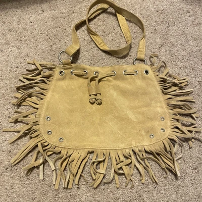 Bolso de Hombro Vintage Boho Gamuza Mini Cubo Cartera Flecos Foto 1 de 4