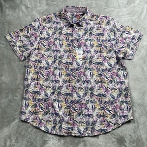 NWT Robert Graham Rory Shirt Mens 2XL Linen Blend Floral Abstract Short Sleeve - Picture 1 of 9