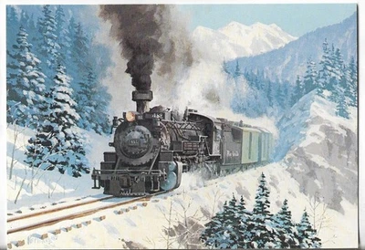 NOS LEANIN' TREE Christmas Card 7.25x5 TRAIN Denver/Rio Grande Western Railroad - Image 1 of 3
