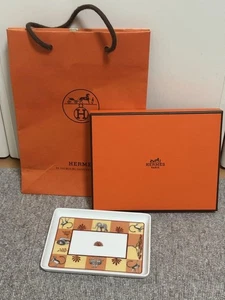 Hermes Africa Series Square Sushi Plate Porcelain Brown Orange Rectangular Tray - Picture 1 of 6