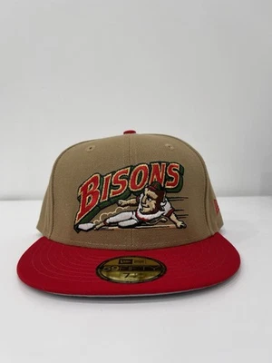 Gorra ajustada Buffalo Bisons New Era 59FIFTY MILB color caqui rojo talla 7 1/2 Foto 1 de 3