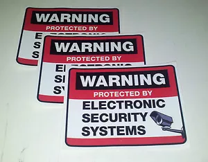 SECURITY CAMERA AND SURVEILLANCE WARNING STICKERS set of 3 for windows/doors - Picture 1 of 2