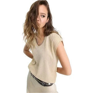 Only Yellow V Neck Glitter T-Shirt-Size small , NWT - Picture 1 of 8