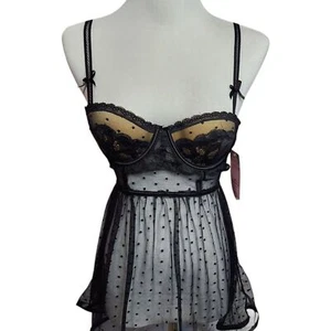 Sexy Ropa de Noche Siete Hasta Medianoche Encaje Bustier Lencería Talla Pequeña Babydoll - Imagen 1 de 10