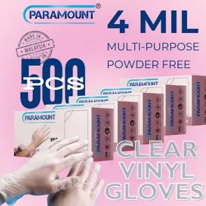 PARAMOUNT® ClearVinyl Gloves Food Processing Powder-Free 4mil 500PCS - Picture 1 of 9