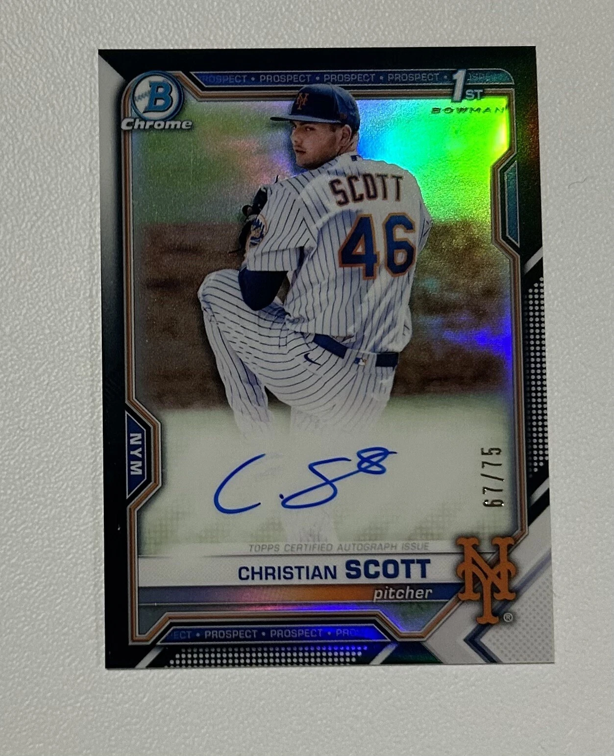 2021 Bowman Draft Chrome Christian Scott Black Refractor 1st Bowman Auto 67/75