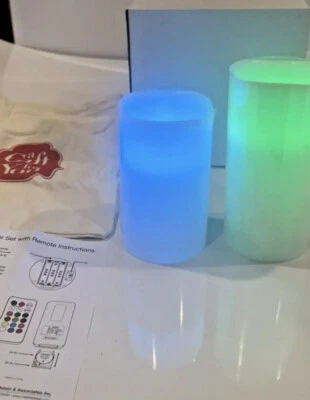 Juego de 2 pilares LED para velas sin llama con control remoto que cambia de color a batería Foto 1 de 4