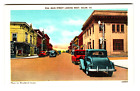 Postcard VA Main Street Looking West Salem Old Cars Signs Lamposts