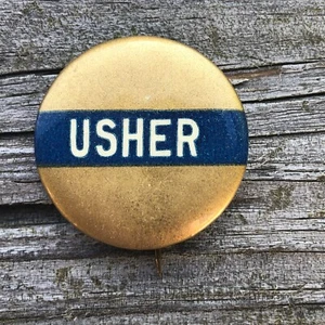 USHER Pinback Button Pin Badge Steiner St. Louis Scarce Antique Vintage - Picture 1 of 12