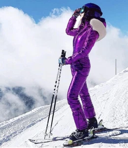 One-Piece Ski Suit Women Skiing Jumpsuit Snowboarding Violet Outdoor Snow -Small - Picture 1 of 16