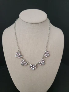 PAPARAZZI JEWELRY Necklace and Earring Set In Bling NWT Silver Tone Pink & White - Bild 1 von 6
