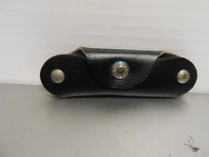 Leather key holder black with silver tone snap & silver tone 3.75" X 1.5" - Picture 1 of 9