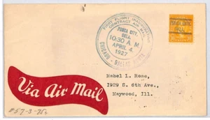 USA Air Mail Cover 1927 *PONCA CITY* PRECANCEL First Flight Chicago-Dallas YV268 - Picture 1 of 12