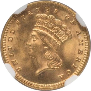 1889 Gold Dollar - Type 3 G$1 NGC MS67 - Picture 1 of 4