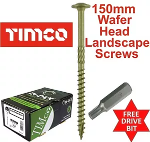 6.7 x 150mm WAFER HEAD TORX LANDSCAPE SCREWS SLEEPER DECKING TIMBERFIX +FREE BIT - Picture 1 of 4