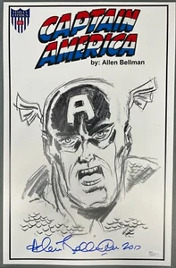 1941 circa Allen Bellman Capitan America fumetti tempestivi stampa 11x17 firmata (JSA) - Foto 1 di 2