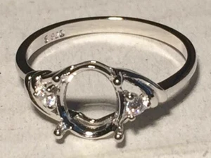 Solid Silver Ring Blanks 6-10 US  Cabochon & Facetted Stones 9x7mm  Stamped S925 - Picture 1 of 13